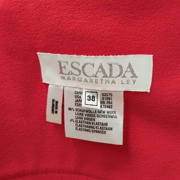 Escada wool dress w/ matching blazer jacket red orange exposed zipper classy - Picture 13 of 16